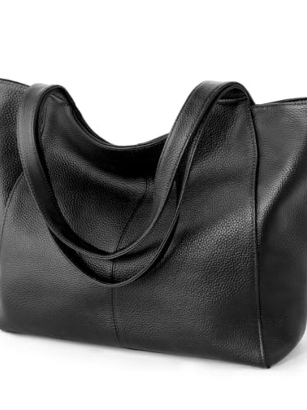 Genuine Leather Tote Bag for Women Work Zipper Slouchy Shoulder Bag